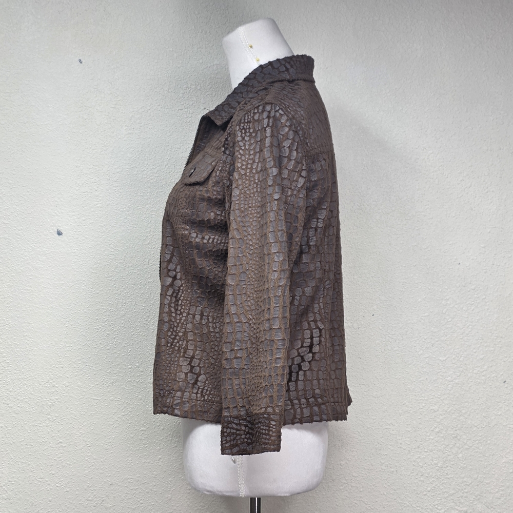 Ruby Rd. Brown Crocodile Textured Women's Blazer Size 6 - Picture 5 of 8